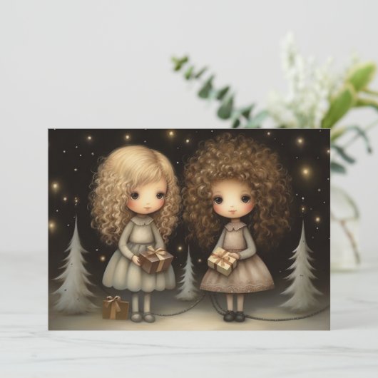 Prettig kerstfeest gewenst feestdagenkaart (Staand voorkant)