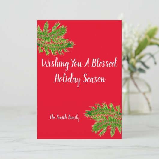 Prettig kerstfeest gewenst, gepersonaliseerd feestdagenkaart (Staand voorkant)