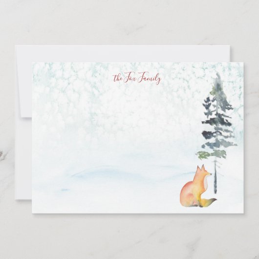 Prettig kerstfeest gewenst Gepersonaliseerde Vos Notitiekaartje (Voorkant)