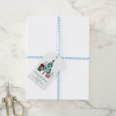 Prettig Kerstfeest | Gezellige Whimsical Kerstboom Cadeaulabel (Met Touw)