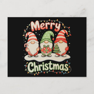 Prettig kerstfeest gezins kabouter kerstlichtjes v feestdagenkaart