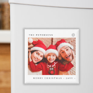 Prettig kerstfeest gezinsfoto modern minimalistisc magneet