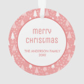 Prettig kerstfeest gezinsfoto roze ornament (achterkant)