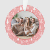 Prettig kerstfeest gezinsfoto roze ornament (voorkant)