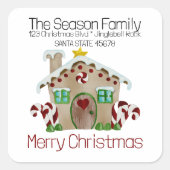 Prettig kerstfeest Gingbreadhuis Envelope zegel (Voorkant)