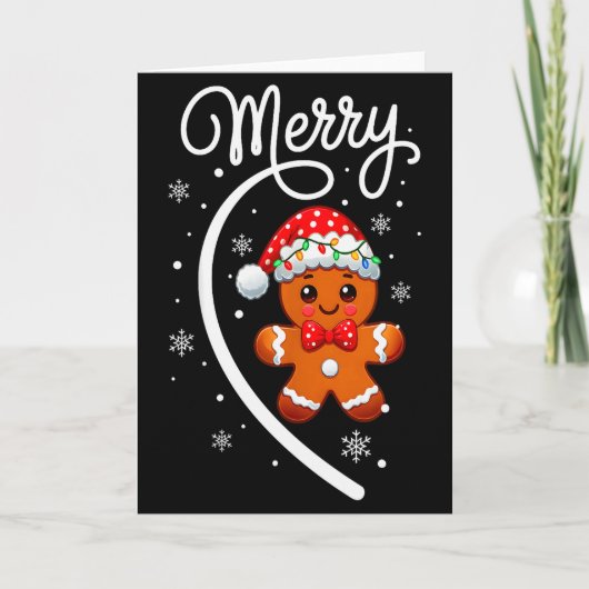 Prettig kerstfeest Gingerbread Koppel Kerst Pyjama Kaart (Voorkant)