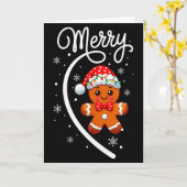Prettig kerstfeest Gingerbread Koppel Kerst Pyjama Kaart (Gele Bloem)
