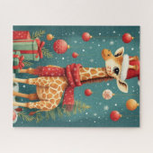 Prettig kerstfeest Giraffe Legpuzzel (Horizontaal)