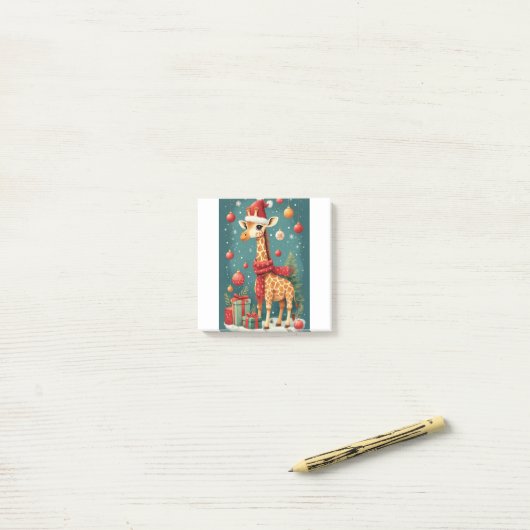 Prettig kerstfeest Giraffe Post-it® Notes (Op bureau)