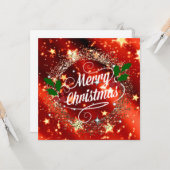 Prettig kerstfeest glans en schittering kaart (Voorkant / Achterkant in situ)