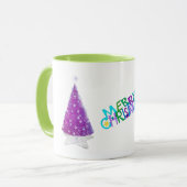 Prettig kerstfeest Glans Roze zilver Bomen Mok (Voorkant links)