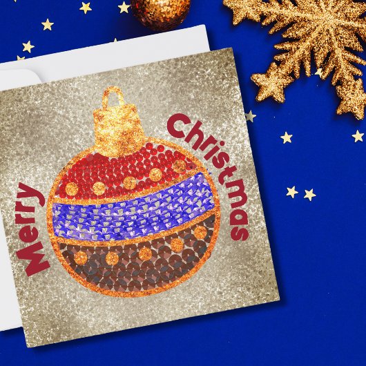 Prettig kerstfeest - glanzende kerstbal met paille