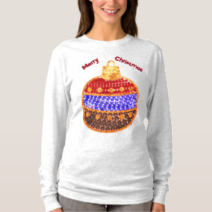 Prettig kerstfeest - glanzende kerstbal met paille t-shirt