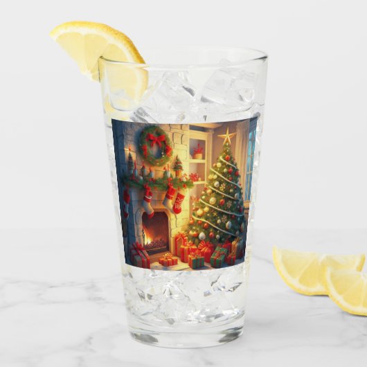 Prettig kerstfeest glas (Voorkant ijs)