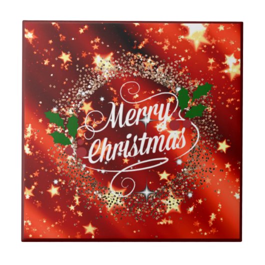 Prettig kerstfeest, glinster en schitter, tegeltje (Voorkant)