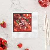 Prettig kerstfeest, glinsterende rode en gouden on servet (Insitu)