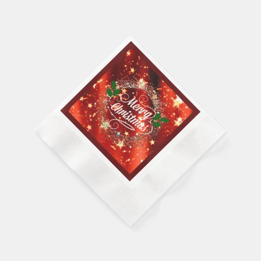 Prettig kerstfeest, glinsterende rode en gouden on servet (Hoek)