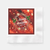 Prettig kerstfeest, glinsterende rode en gouden on servet (Voorkant)
