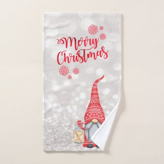 Prettig kerstfeest,Glitter Bokeh,Aardige Gnome Bad Handdoek (Handdoek)