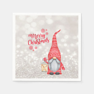 Prettig kerstfeest,Glitter Bokeh,Aardige Gnome Servet