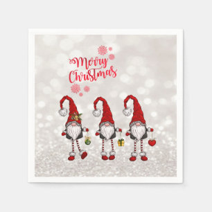 Prettig kerstfeest,Glitter Bokeh,Cute Rode Kaboute Servet