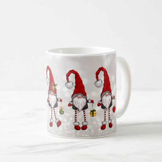 Prettig kerstfeest, Glitter Bokeh Rode Kabouters Koffiemok (Voorkant rechts)