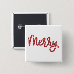 Prettig kerstfeest Glitter Vakantie  Vierkante Button 5,1 Cm