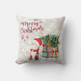 Prettig kerstfeest,Glitterende Bokeh,Kat Met Kerst Kussen