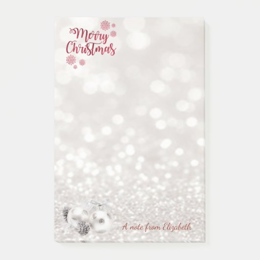 Prettig kerstfeest,Glitterende Bokeh ,Kerstballen Post-it® Notes (Voorkant)