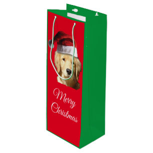 Prettig kerstfeest Golden Retriever Wijn Cadeautas