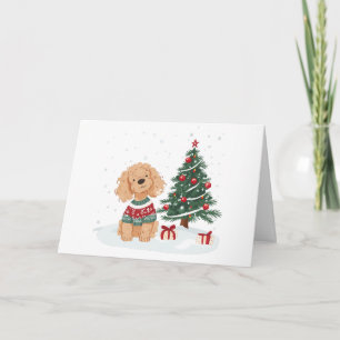 Prettig kerstfeest Goldendoodle hond Feestdagen Kaart