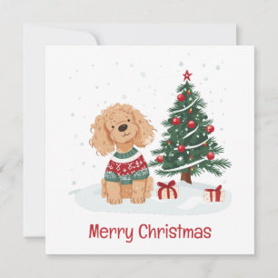 Prettig kerstfeest Goldendoodle hond Feestdagenkaart