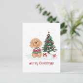 Prettig kerstfeest Goldendoodle hond Feestdagenkaart (Staand voorkant)