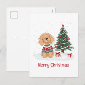 Prettig kerstfeest Goldendoodle hond Feestdagenkaart (Voorkant / Achterkant)