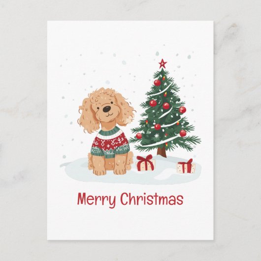Prettig kerstfeest Goldendoodle hond Feestdagenkaart (Voorkant)