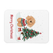 Prettig kerstfeest Goldendoodle hond Magneet (Horizontaal)