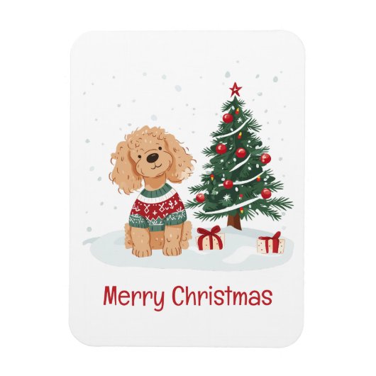 Prettig kerstfeest Goldendoodle hond Magneet (Verticaal)