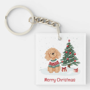 Prettig kerstfeest Goldendoodle hond Sleutelhanger