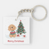 Prettig kerstfeest Goldendoodle hond Sleutelhanger (Achterkant)