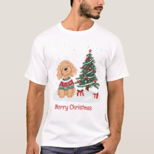 Prettig kerstfeest Goldendoodle hond T-shirt