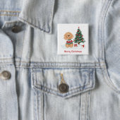 Prettig kerstfeest Goldendoodle hond Vierkante Button 5,1 Cm (In situ)
