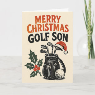 Prettig kerstfeest golf zoon kaart