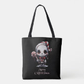 Prettig kerstfeest gotische skelet griezelige fees tote bag (Achterkant)