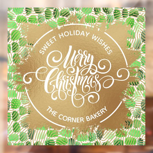 Prettig kerstfeest goud en groen raamsticker (Vel 2)