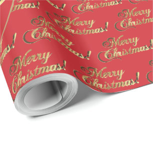 Prettig kerstfeest goud folie brandweerauto rood cadeaupapier
