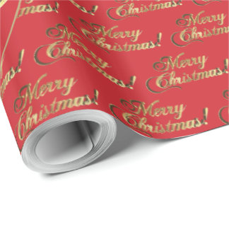 Prettig kerstfeest goud folie brandweerauto rood cadeaupapier