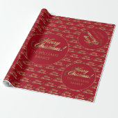 Prettig kerstfeest goud folie script appelrood cadeaupapier (Uitgerold)