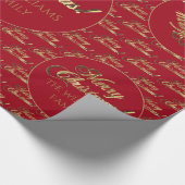 Prettig kerstfeest goud folie script appelrood cadeaupapier (Hoek)