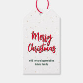 Prettig kerstfeest goud glitters cadeaulabel (Voorkant)