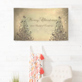Prettig kerstfeest,Goud ,Kerstboom,Sparkel Spandoek (Insitu)